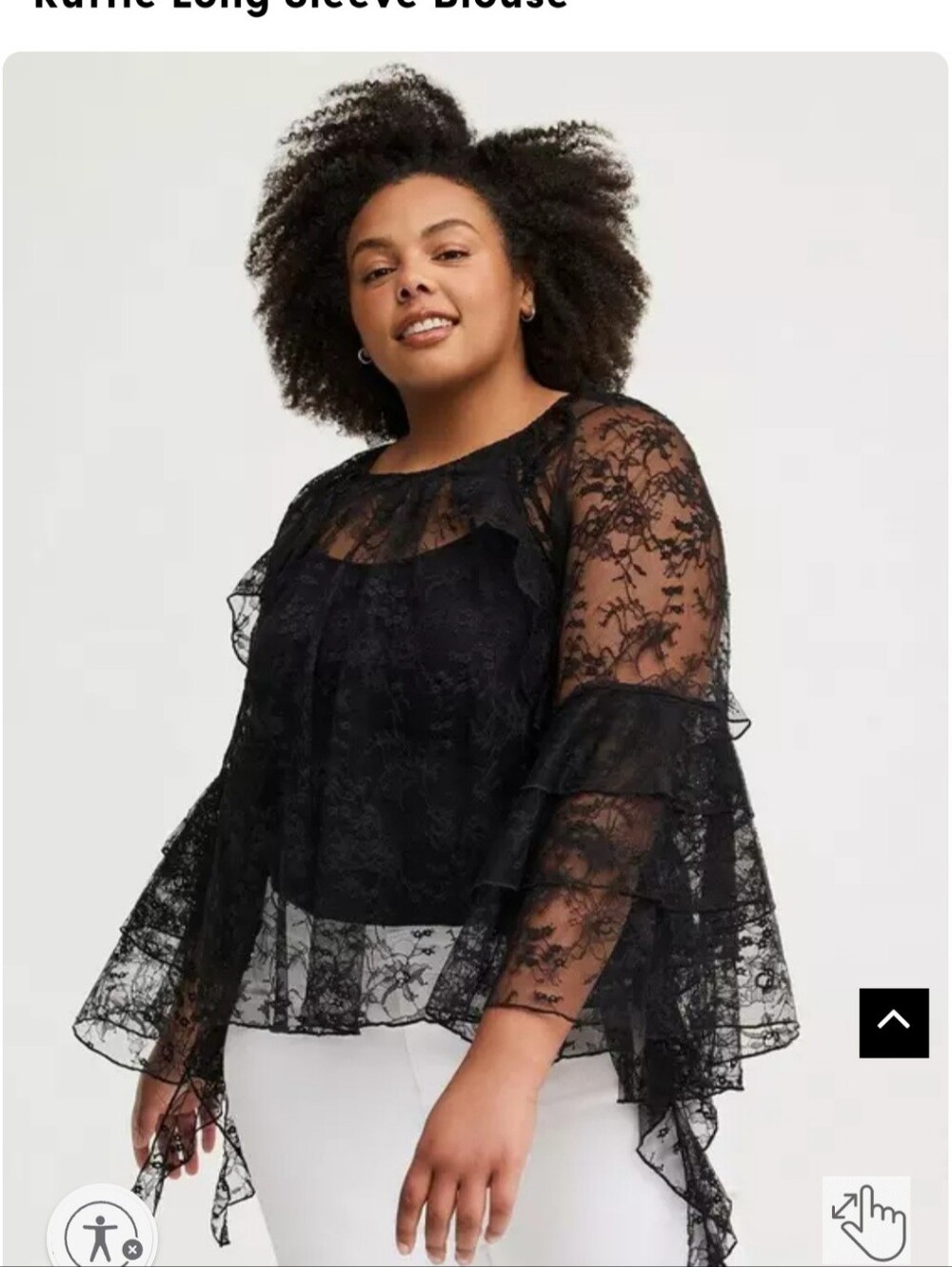 Torrid lack Lace Peplum Long-Sleeve Top - Plus Size - Picture 4 of 7